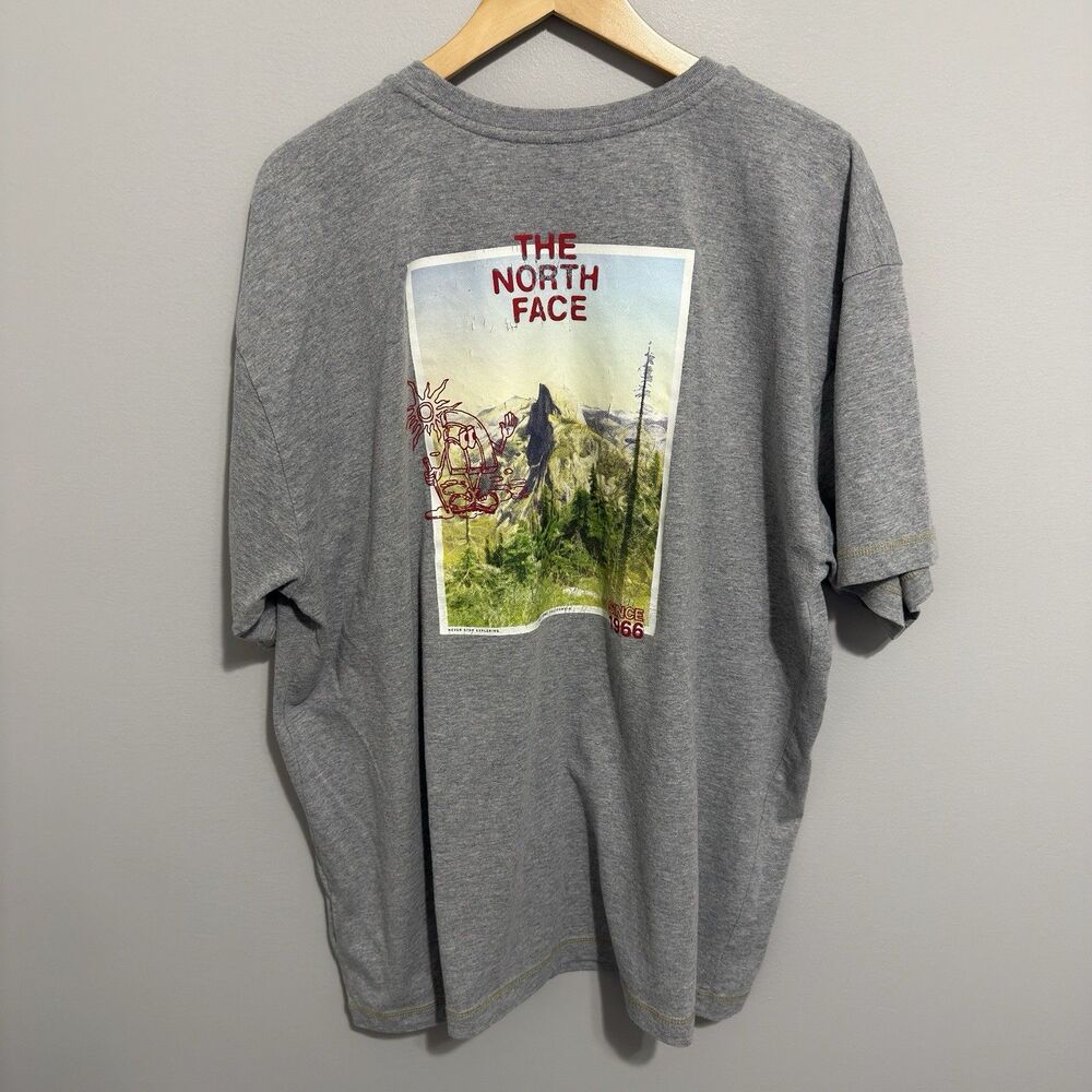 The North Face Men's XL Graphic Tee Gray Mountain Logo Outdoor Hiking Gorpcore